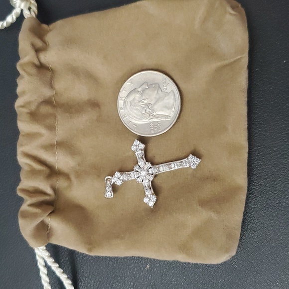 Diamonique Silver Cross Pendant - Picture 3 of 3